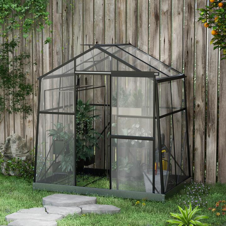 Actual product image Outsunny Greenhouse with sliding door and integrated gutter system