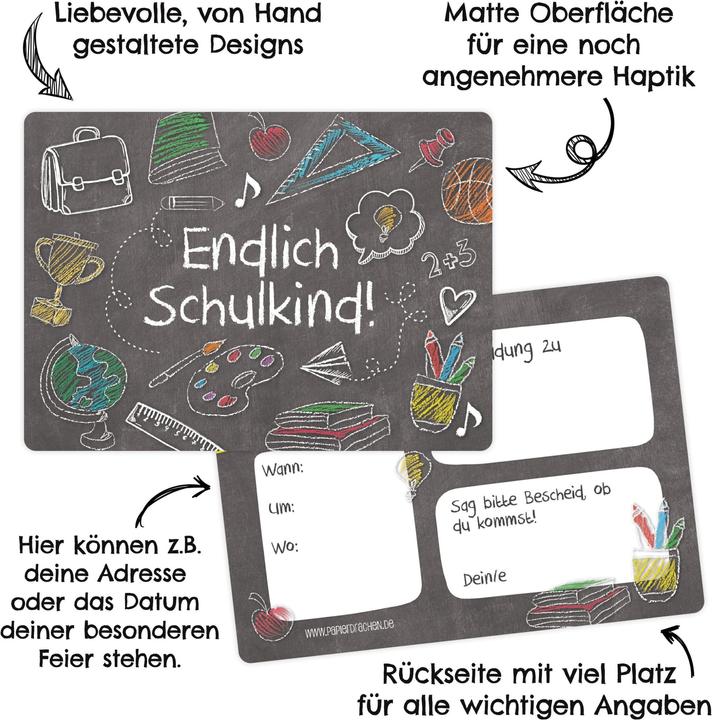 Immagine prodotto Papierdrachen Einschulung Einladungskarten Set 4 Tafel