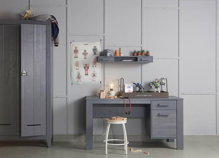 Productafbeelding Woood Kledingkast Kluis 2 deuren grenen staalgrijs (FSC) (190 x 95 x 44 cm)
