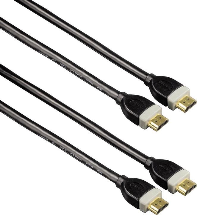 Actual product image Hama Set of 2 4K HDMI high-speed cables 3 m, Ethernet, gold-plated, double-shielded, UHD (3 m, HDMI)