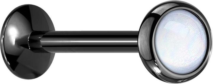 Produktbild Star Piercing Micro UFO Labret Innengewinde schwarz mit Epoxidstein weiss (ohne Messing, Chirurgenstahl 316L)