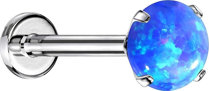 Image du produit Star Piercing Labret Micro Threadless argenté avec boule de cristal rose (sans laiton, Acier chirurgical 316L)