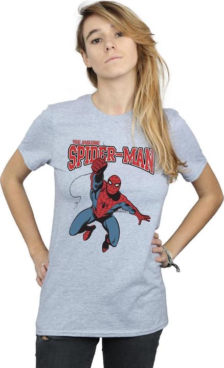 Actual product image Womens/Ladies Spider-Man Leap Cotton Boyfriend T-Shirt (L)