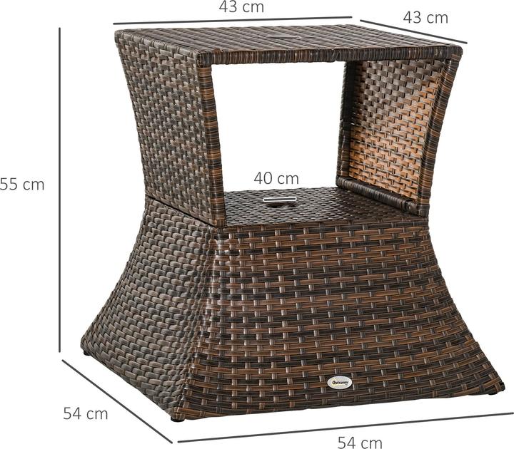 Produktbild Outsunny Rattan-Gartentisch mit Sonnenschirm-Halterung
