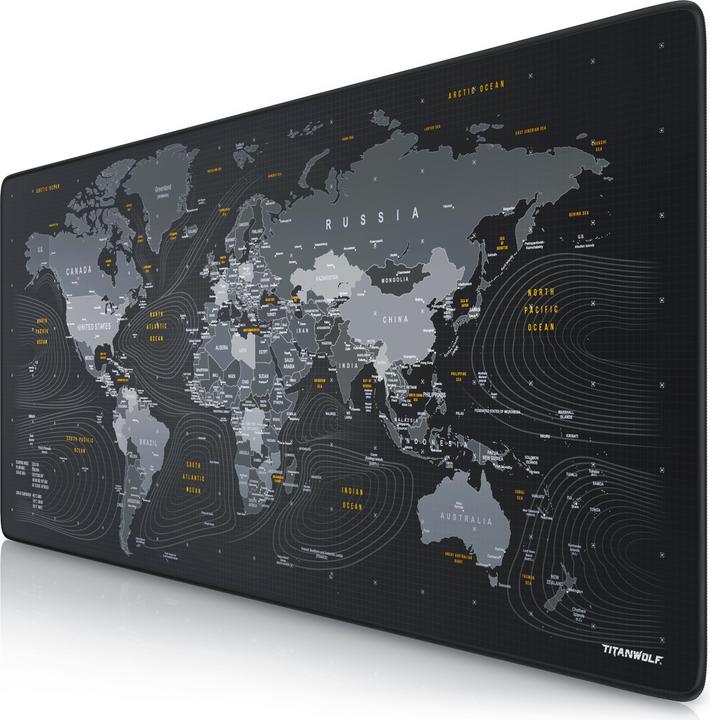 Titanwolf Gaming Mauspad XXL, glattes Stoffgewebe, Speed Mausmatte 900 x 400mm grosse Fläche, Globus (Wide)