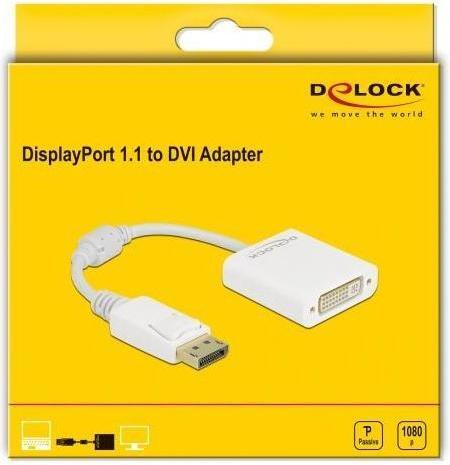Actual product image Delock Adapter DisplayPort 1.1 male to DVI female passive white (DVI, 15 cm)