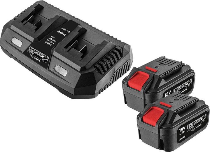 Actual product image Graphite Zestaw Energy+: 2x akumulator 4 Ah z ładowarką podwójną 58GE134 (18 V)