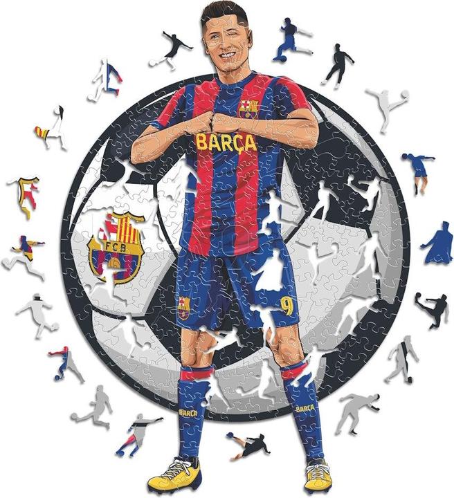 Image du produit Iconic FC Barcelone - Robert Lewandowski - puzzle en bois taille S (150 pièces) (150 pièces)