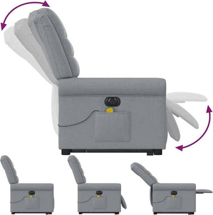 Produktbild VidaXL Elektrischer Massagesessel mit Aufstehhilfe Hellgrau Stoff