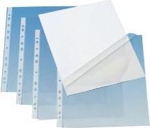 Produktbild Q-Connect Plastlomme klar åben top/side 0,08mm praeget A4 PP,10 pk x 100 stk/krt