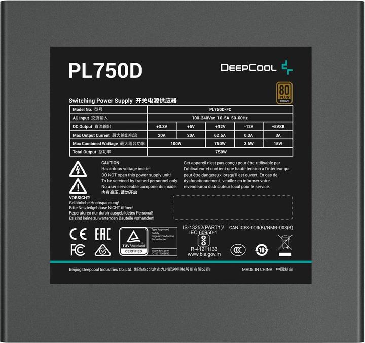 Immagine prodotto Deepcool PL750D (1x 12VHPWER, 3x PCIe, 750 Watt) (750 W)