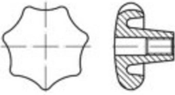 Toolcraft Art.KU Form K-St Star grips, K with threaded bush St.galv. Dimension: K 40 M 8 (10 pcs.)