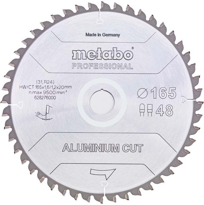 Produktbild Metabo Kreissägeblatt AluminiumCutProf 165x20 Z48 FZ/TR -5°