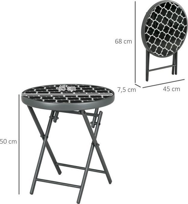 Produktbild Swisshandel24 Beistelltisch klappbar, Klapptisch Outdoor, Gartentisch mit Tischplatte aus gehärtetem Glas, Camping (45 cm)