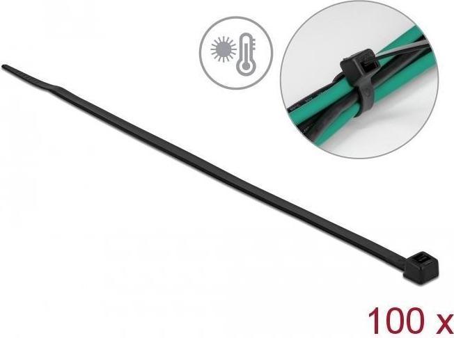 Actual product image Delock Cable tie heat resistant L 300 x W 4.8 mm black 100 pieces (Velcro cable ties, 300 mm, 100 pcs.)