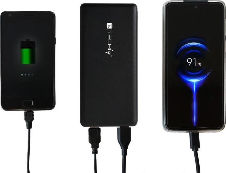 Immagine prodotto Techly Caricabatterie della banca di potenza 10000mAh 2x USB 1x USB-C con cavo USB-C (10000 mAh, 10 W, 37 Wh)