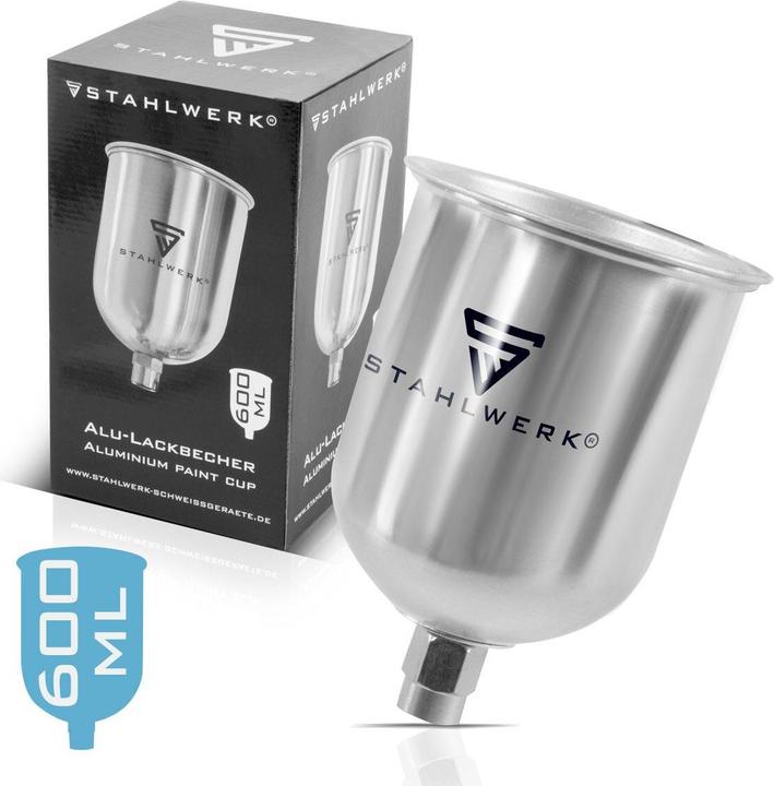 Actual product image Stahlwerk Aluminium paint cup set / flow cup 125 ml and 600 ml paint cup