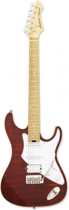 Aria Pro II Hot Rod Collection 714-mk2 Fullerton Ruby Red E-Gitarre (A-714-mk2 RBRD) (E-Gitarre, Gerösteter Maple-Test für ein seidiges Spielerlebnis)