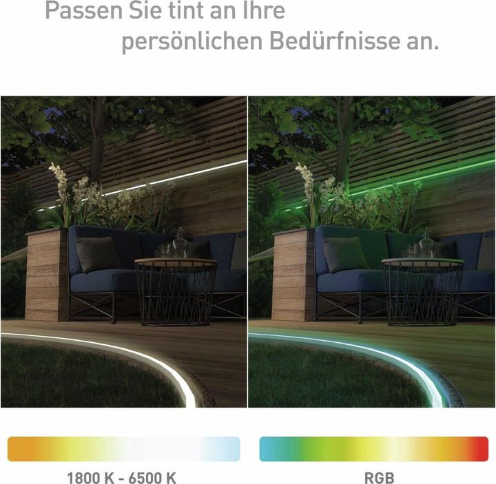 Produktbild Müller Licht Outdoor LED-Strip white + color 36W 1200 lm 1800- 6500 K + RGB warmwei- tageslic (Warmweiss, 500 cm, Outdoor)