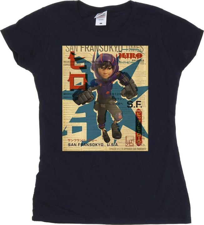 Immagine prodotto Disney Big Hero 6 Baymax Hiro Newspaper Maglietta Donna (XL)