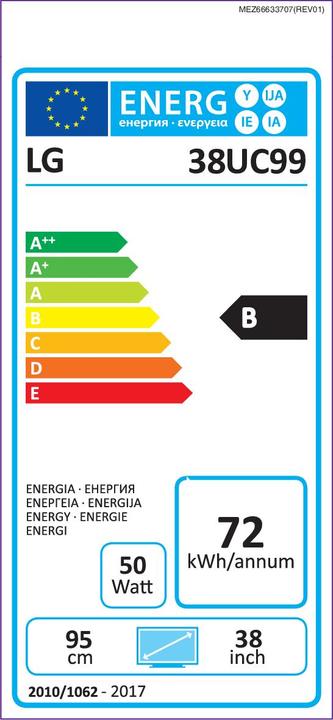 Energy Label LG 38uc99-W (3840 x 1600 pixels, 37.50")