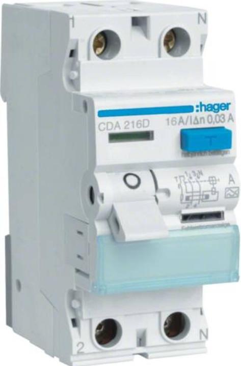 Hager FI-Schutzschalter 2pol. 16A/30mA 6kA CDA216D