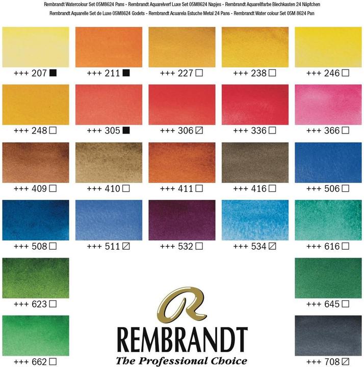 Actual product image Rembrandt Watercolour Water colour box 24 pots, Multicoloured (Multicoloured, 240 ml)