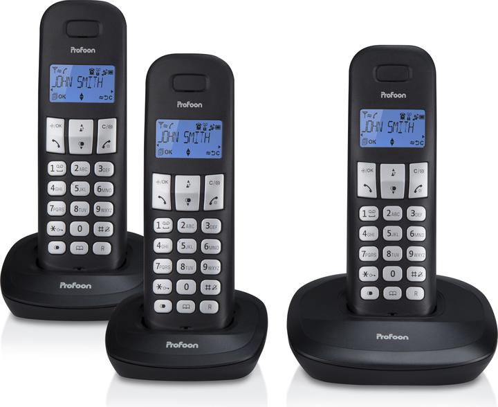Produktbild Profoon DECT-Telefon mit 3 Mobilteilen, schwarz