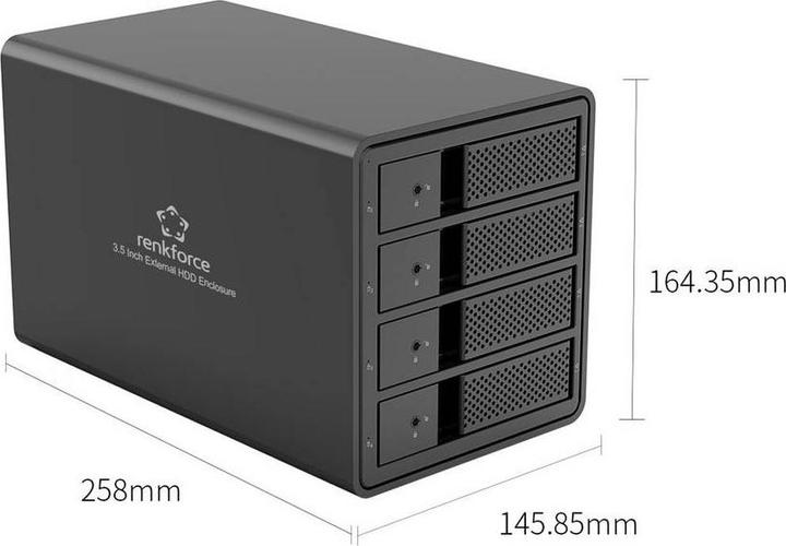 Produktbild Renkforce RF-6647598 8.9 cm (3.5 Zoll) Festplattengehäuse 4 Bay 3.5 Zoll USB-A ( (3.5")