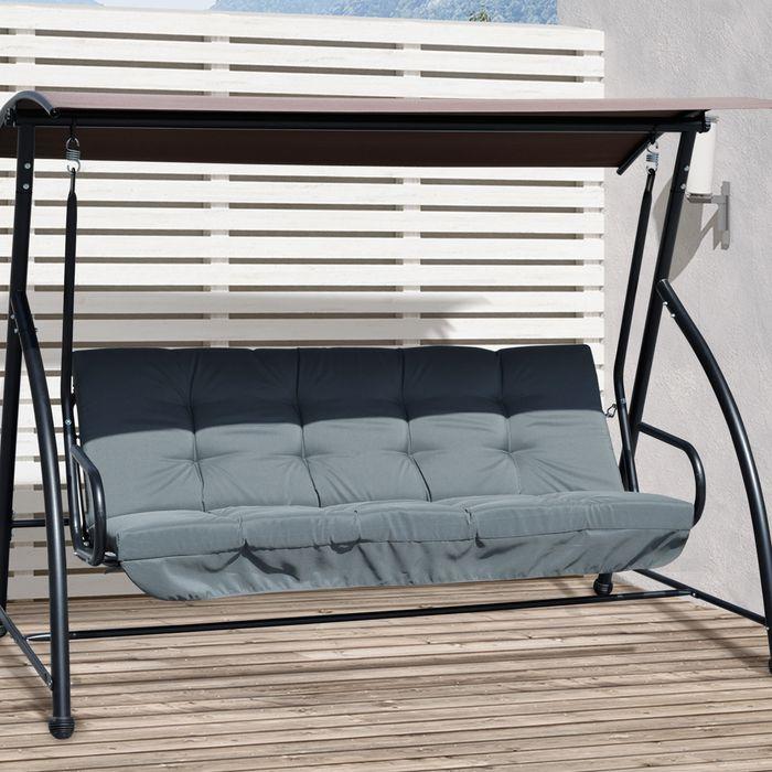 Produktbild Swisshandel24 Auflagen-Set für Hollywoodschaukel 170 cm Dunkelgrau (170 x 100 x 8 cm)
