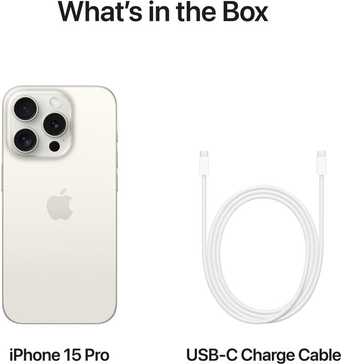 Produktbild Apple iPhone 15 Pro (512 GB, White Titanium, 6.10", SIM + eSIM, 48 Mpx, 5G)