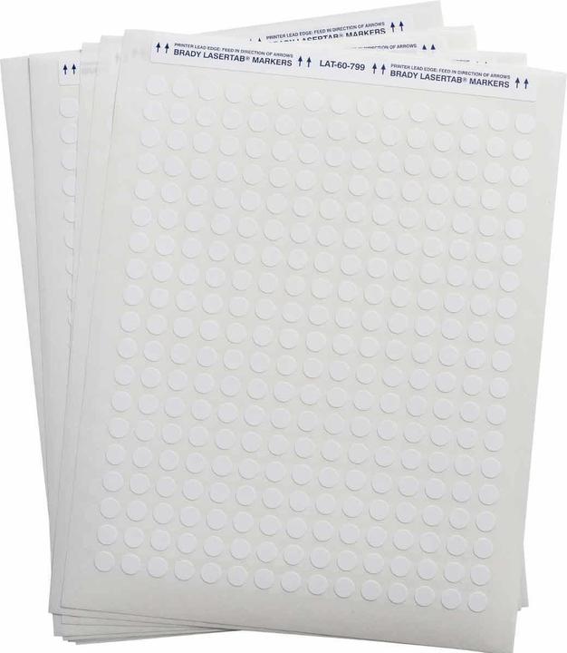 Actual product image Brady LAT-60-799-2.5, nylon fabric, white, cover label 9.53 mm diameter, permanent, 15-panel