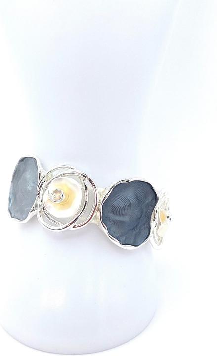 Image du produit Signé Signè bracelet élastique argenté rhodié One Size gris mat No.16 (Métal, Laiton, sans plomb, Sans cadmium, rail élastique, Sans nickel)