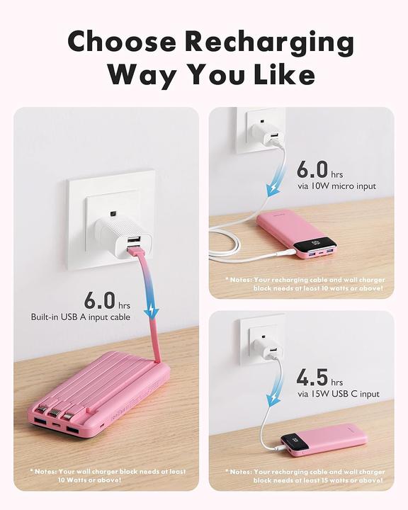 Immagine prodotto Charmast Powerbank mit integrierten Kabel (10000 mAh)