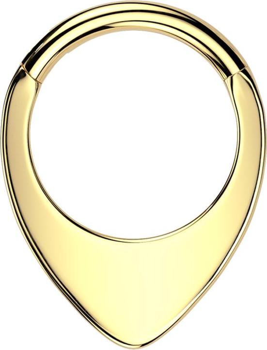 Produktbild Star Piercing Micro Segmentring klappbar vergoldet Tropfenschild (Titan G23)