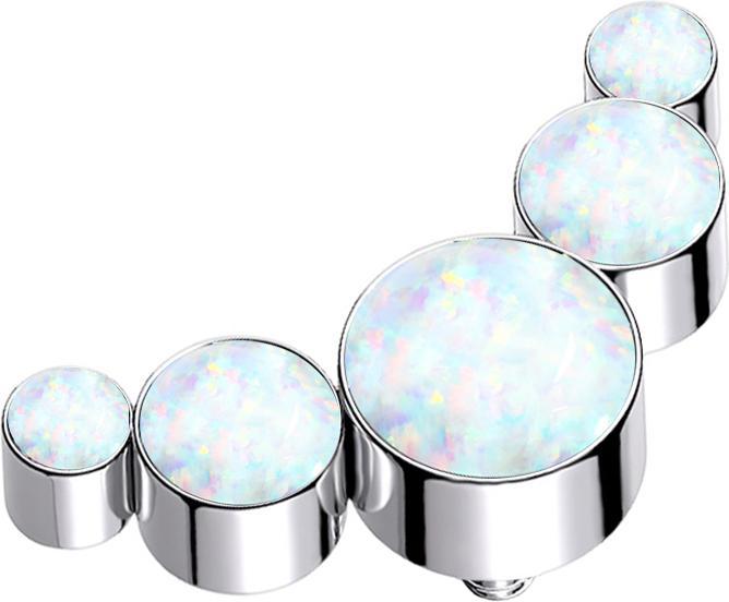 Image du produit Star Piercing Dermal Anchor argenté cinq opales blanches (Titane G23, sans laiton)