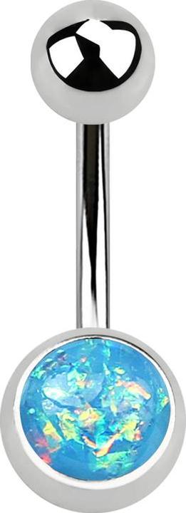 Image du produit Star Piercing Banane argentée avec opale pailletée aqua (Acier chirurgical 316L, sans laiton)