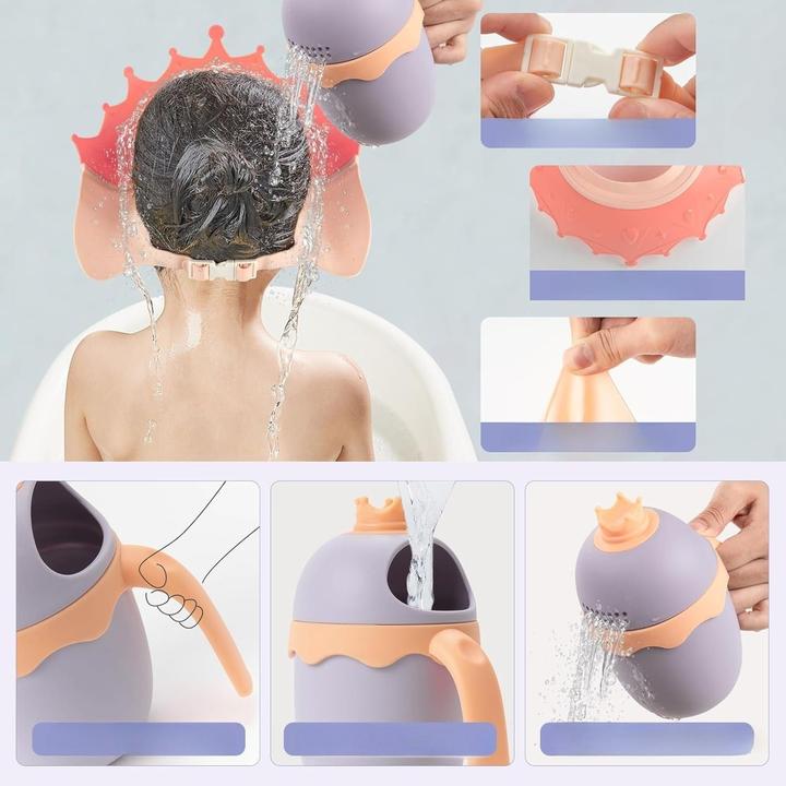 Image du produit Milkii bonnet de douche/protection contre le shampooing pour enfants avec gobelet de lavage, bleu