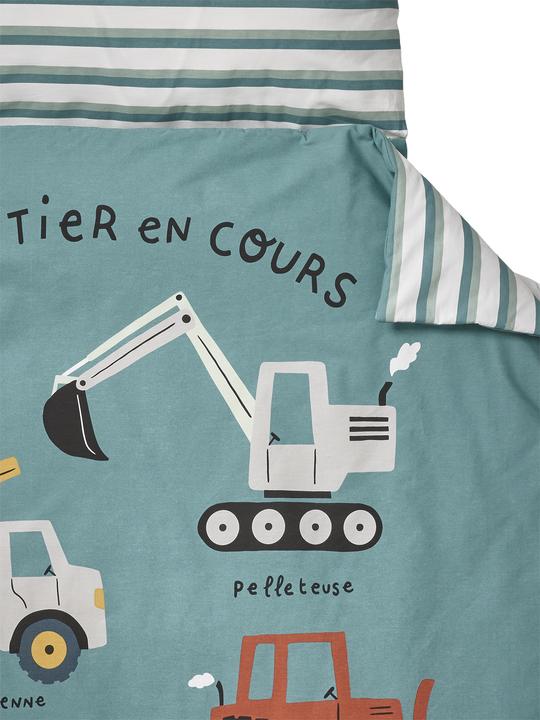 Produktbild Vertbaudet Kinder Schlafsack MINILI BAUSTELLENFAHRZEUGE, personalisierbar Oeko-Tex (143 cm)