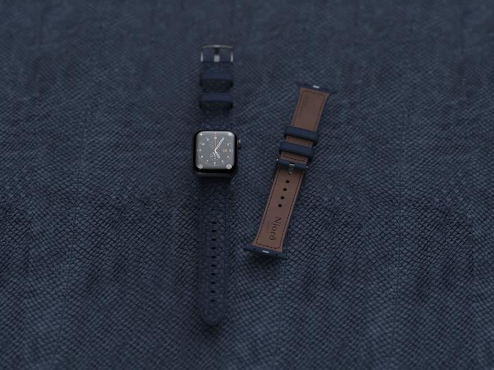 Actual product image Njord Vatn Watch Strap For (45 mm, 44 mm, Vegan Leather, Silicone, Vegan salmon leather)
