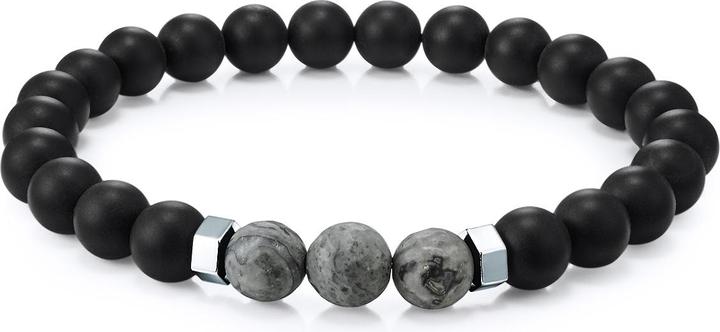Produktbild True Rebels Herren Edelstahl Achat silber 20,5 cm - 11924 (20.50 cm, Edelstahl)