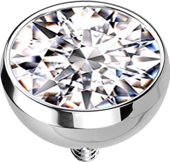 Produktbild Star Piercing Dermal Anchor Halbkugel silber mit Kristall silber (Chirurgenstahl 316L)