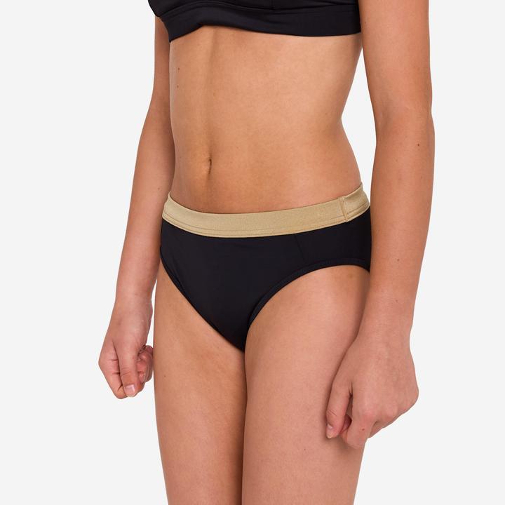 Produktbild Olaian Bikini-Hose Mädchen 900 Buddy schwarz/gold (140)