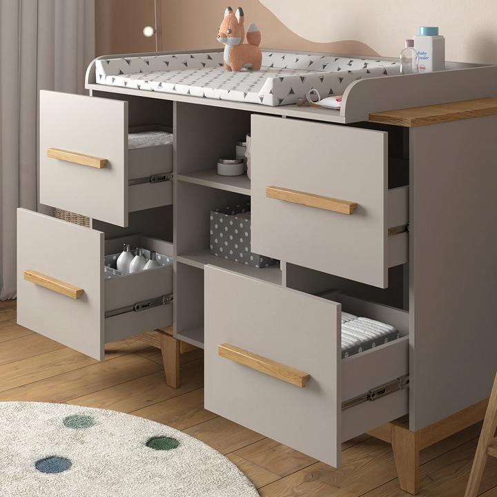 Actual product image VitaliSpa Wickelkommode Malia, Cashmere-Eiche, 133 x 108 cm XL mit 4 Schubladen