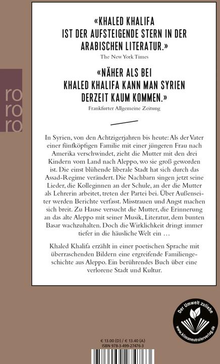 Produktbild Keine Messer in den Küchen dieser Stadt (Deutsch, Khaled Khalifa, 2022)