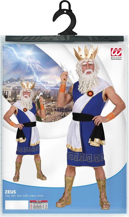 Actual product image Widmann ZEUS (tunic, belt, ribbon, bracelets, crown, lightning bolt), L (L)