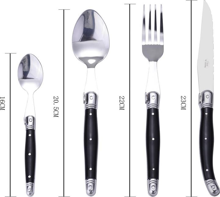 Produktbild Laguiole Besteck Set 24-teilig aus der Black White Line (24 Stück, Besteck Set)