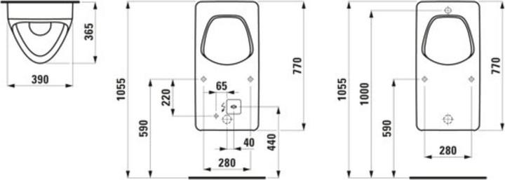Actual product image Laufen Antero suction urinal, L/W/H: 380/365/770 mm, with flushing rim, H841153