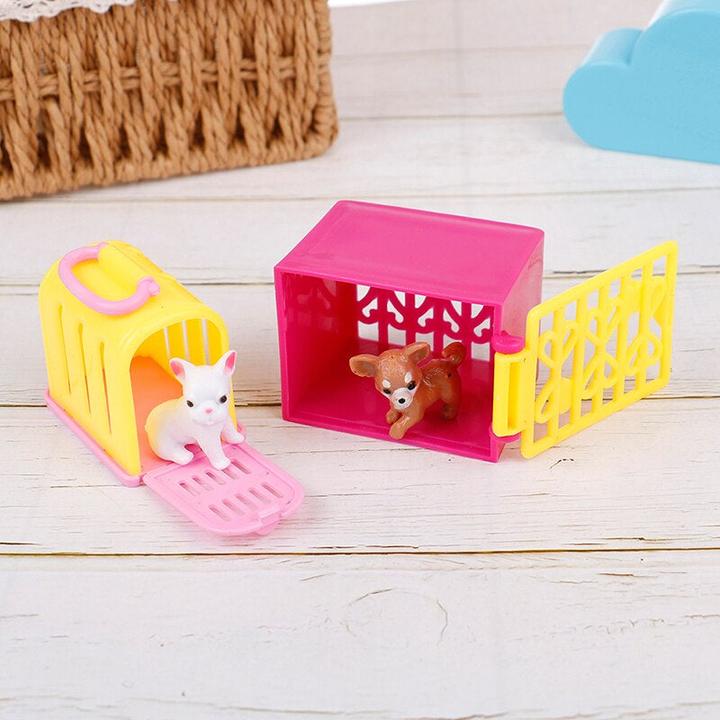 Image du produit Hermex Set de 4 chiens et boxes pour chiens Barbie Accessoires pour poupées Animaux domestiques