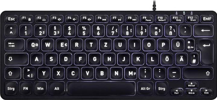 Produktbild Perixx PERIBOARD-332B DE, Mini-Tastatur, USB kabelgebunden, Hintergrundbeleuchtung, schwarz (DE, Kabelgebunden)